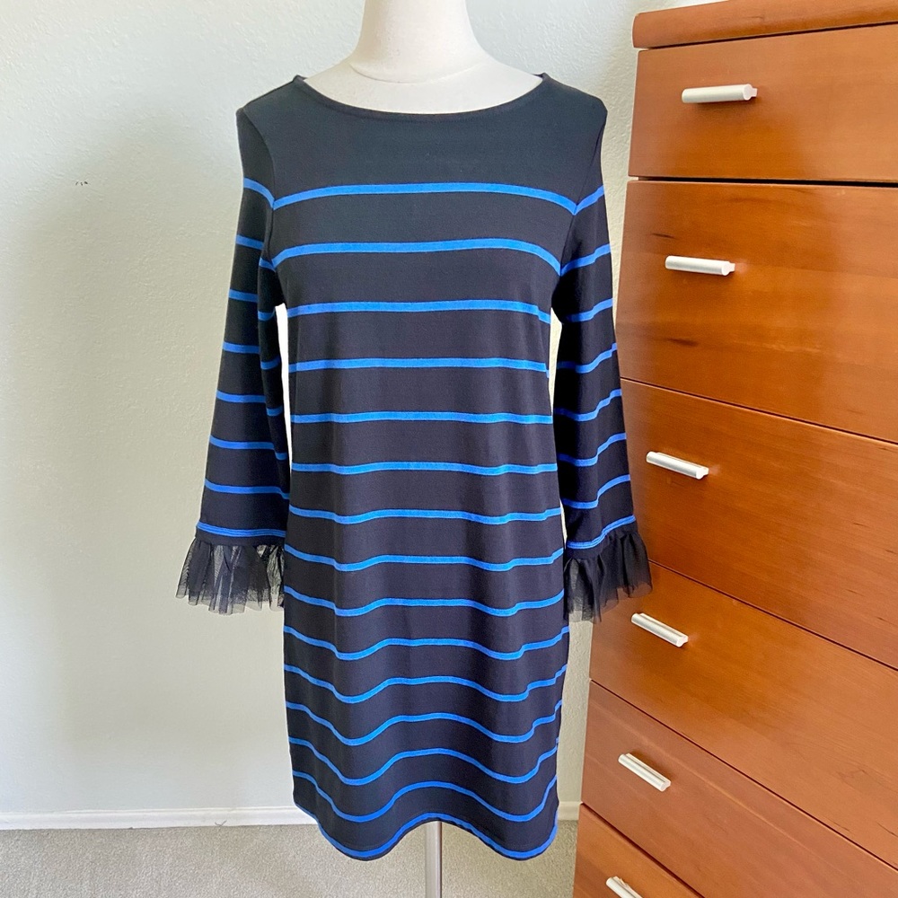 NWT Beach Lunch Lounge Black Blue Stripe Dress